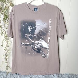 Vtg Monterey Bay Aquarium Brown Octopus Shirt Men's Size L